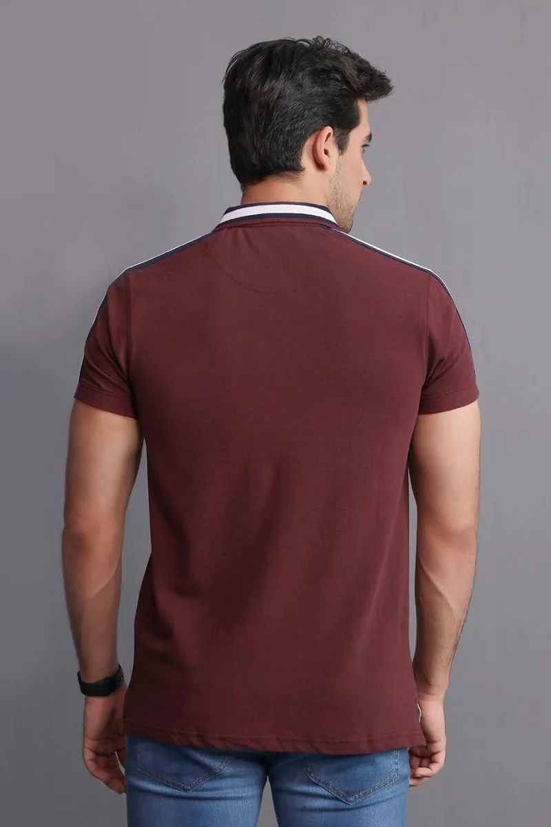 WINE STRIPED POLO