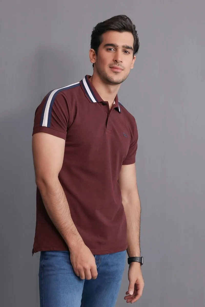 WINE STRIPED POLO