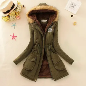 Winter Women Coat 2018 Parka Casual Outwear Military Hooded Coat Woman Clothes Fur Coats female Winter Jacket Women CC001