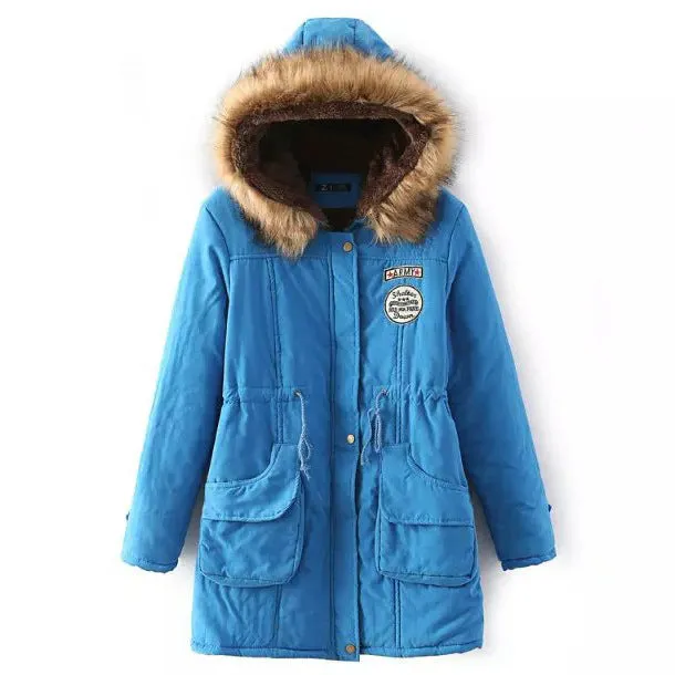 Winter Women Coat 2018 Parka Casual Outwear Military Hooded Coat Woman Clothes Fur Coats female Winter Jacket Women CC001