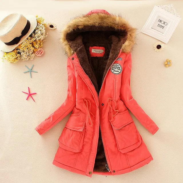 Winter Women Coat 2018 Parka Casual Outwear Military Hooded Coat Woman Clothes Fur Coats female Winter Jacket Women CC001