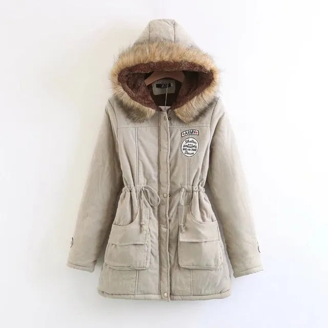 Winter Women Coat 2018 Parka Casual Outwear Military Hooded Coat Woman Clothes Fur Coats female Winter Jacket Women CC001