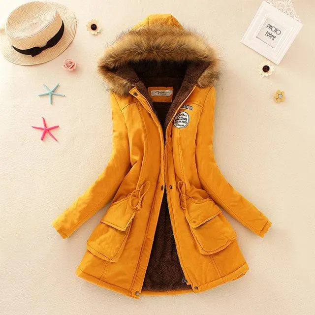 Winter Women Coat 2018 Parka Casual Outwear Military Hooded Coat Woman Clothes Fur Coats female Winter Jacket Women CC001
