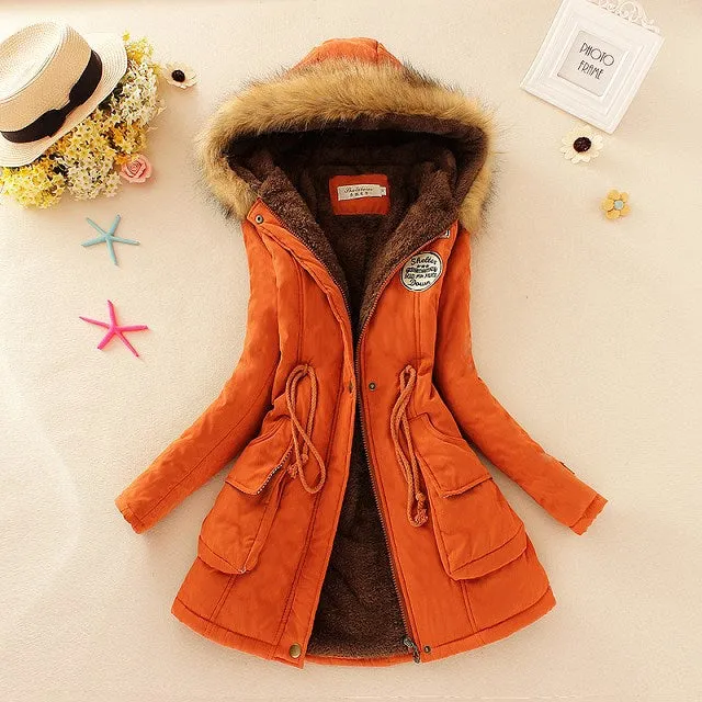 Winter Women Coat 2018 Parka Casual Outwear Military Hooded Coat Woman Clothes Fur Coats female Winter Jacket Women CC001