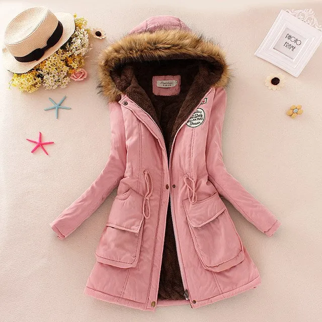 Winter Women Coat 2018 Parka Casual Outwear Military Hooded Coat Woman Clothes Fur Coats female Winter Jacket Women CC001