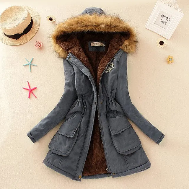 Winter Women Coat 2018 Parka Casual Outwear Military Hooded Coat Woman Clothes Fur Coats female Winter Jacket Women CC001