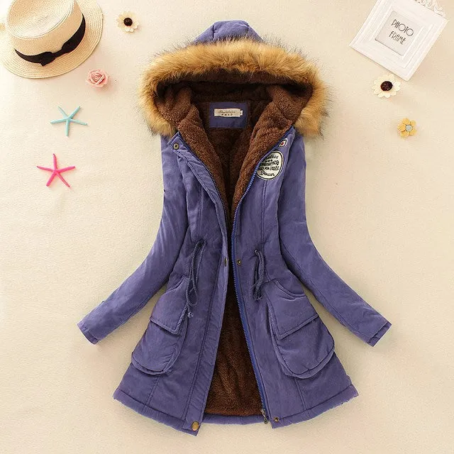 Winter Women Coat 2018 Parka Casual Outwear Military Hooded Coat Woman Clothes Fur Coats female Winter Jacket Women CC001