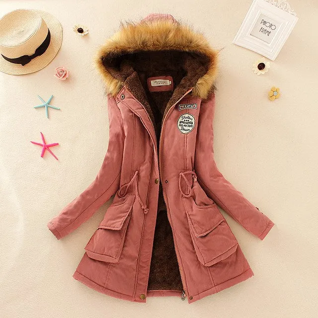 Winter Women Coat 2018 Parka Casual Outwear Military Hooded Coat Woman Clothes Fur Coats female Winter Jacket Women CC001