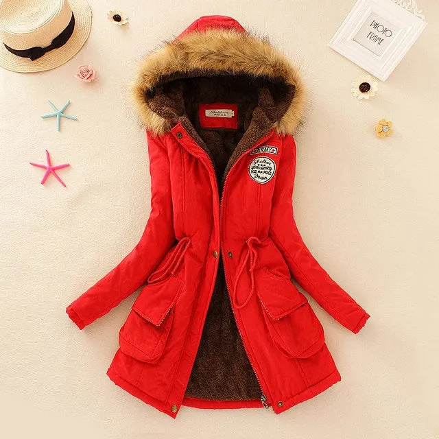 Winter Women Coat 2018 Parka Casual Outwear Military Hooded Coat Woman Clothes Fur Coats female Winter Jacket Women CC001