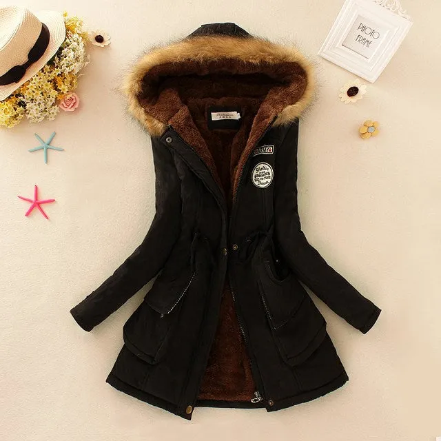 Winter Women Coat 2018 Parka Casual Outwear Military Hooded Coat Woman Clothes Fur Coats female Winter Jacket Women CC001