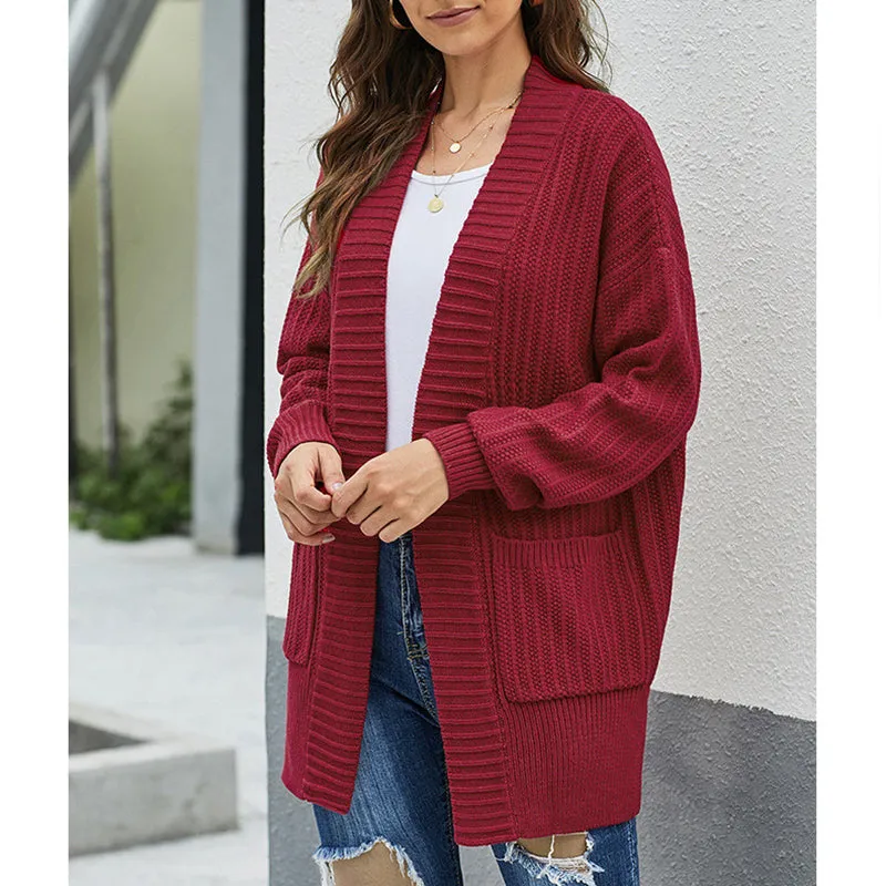 Women Loose V-neck Knit Cardigan