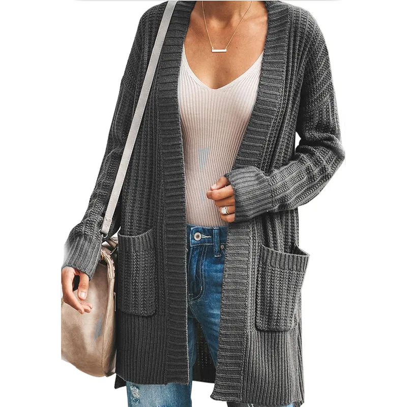 Women Loose V-neck Knit Cardigan