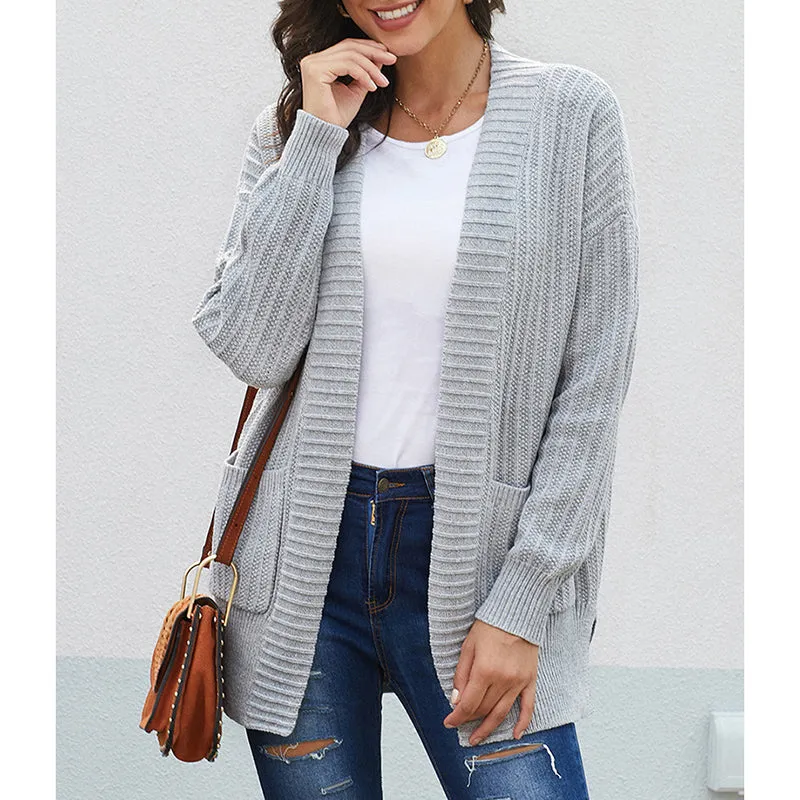Women Loose V-neck Knit Cardigan