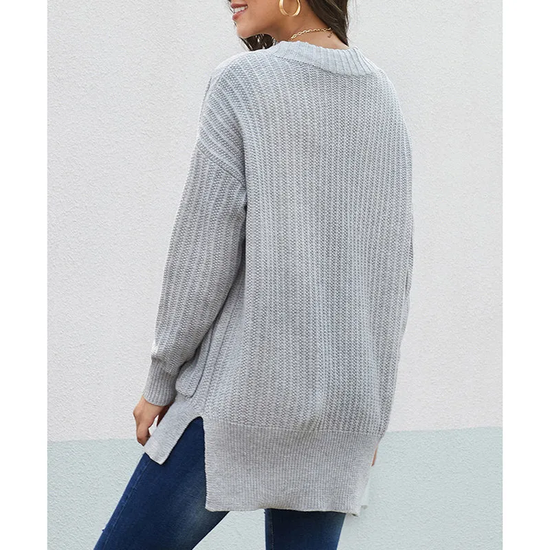 Women Loose V-neck Knit Cardigan
