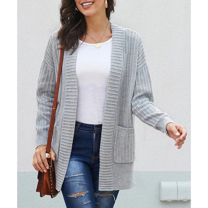 Women Loose V-neck Knit Cardigan