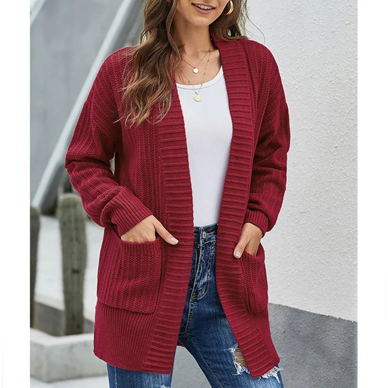 Women Loose V-neck Knit Cardigan