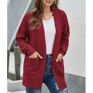 Women Loose V-neck Knit Cardigan
