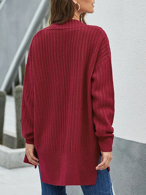 Women Loose V-neck Knit Cardigan