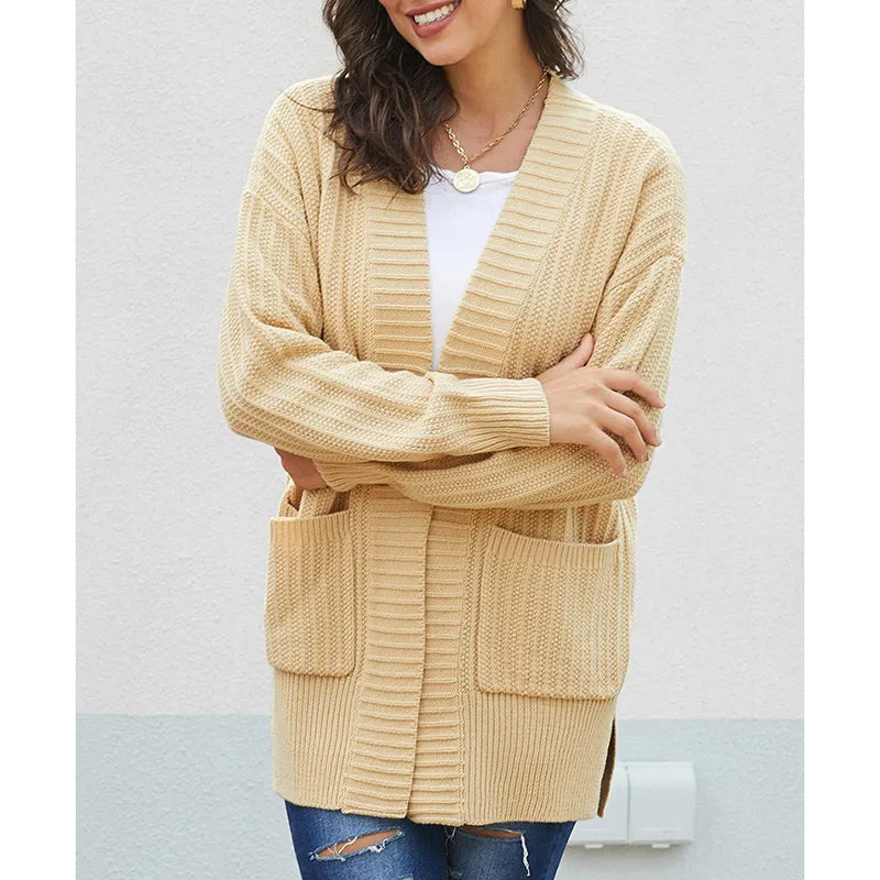 Women Loose V-neck Knit Cardigan