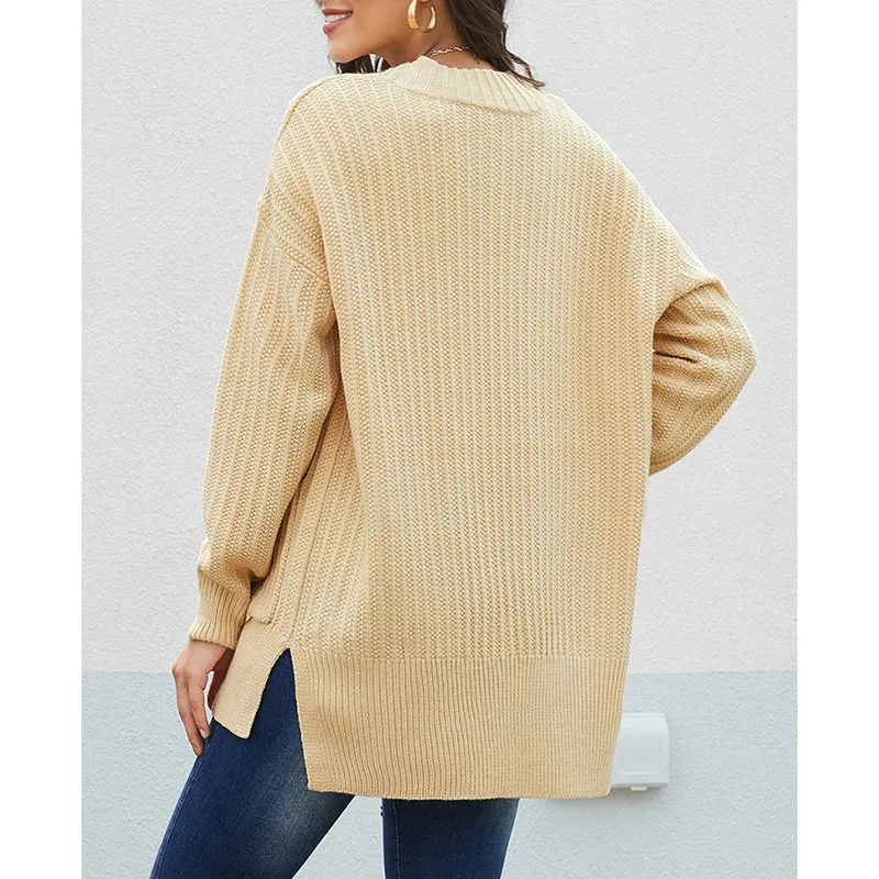 Women Loose V-neck Knit Cardigan