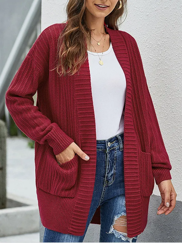 Women Loose V-neck Knit Cardigan