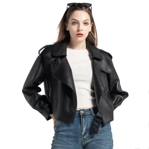Women's Genuine Leather Jacket New Black Real Leather Coat