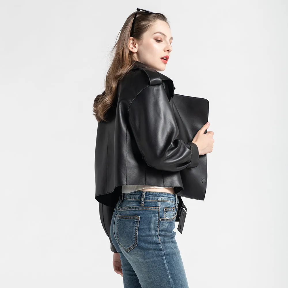 Women's Genuine Leather Jacket New Black Real Leather Coat