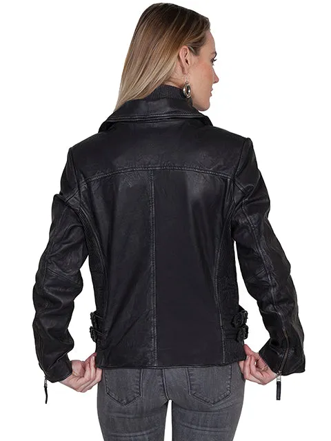 Women's Leather Jacket Collection: Scully Asymmetrical Zip Motorcycle