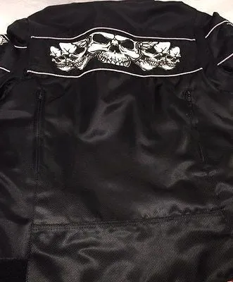 WOMEN'S REFLECTIVE SKULL MOTORCYCLE TEXTILE CROSSOVER SCOOTER JACKET NEW BLACK