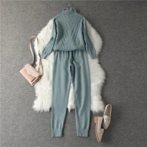 Women's Sweater Suit Knitted High-neck Sports Suit