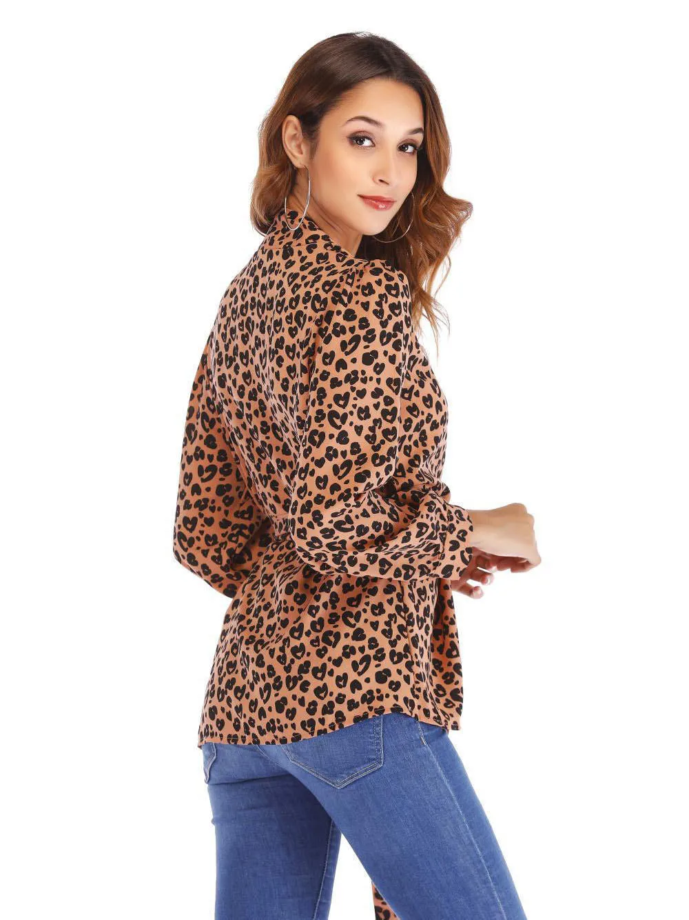 Women's Tops Fashion Lace V-neck Leopard Shirt Women