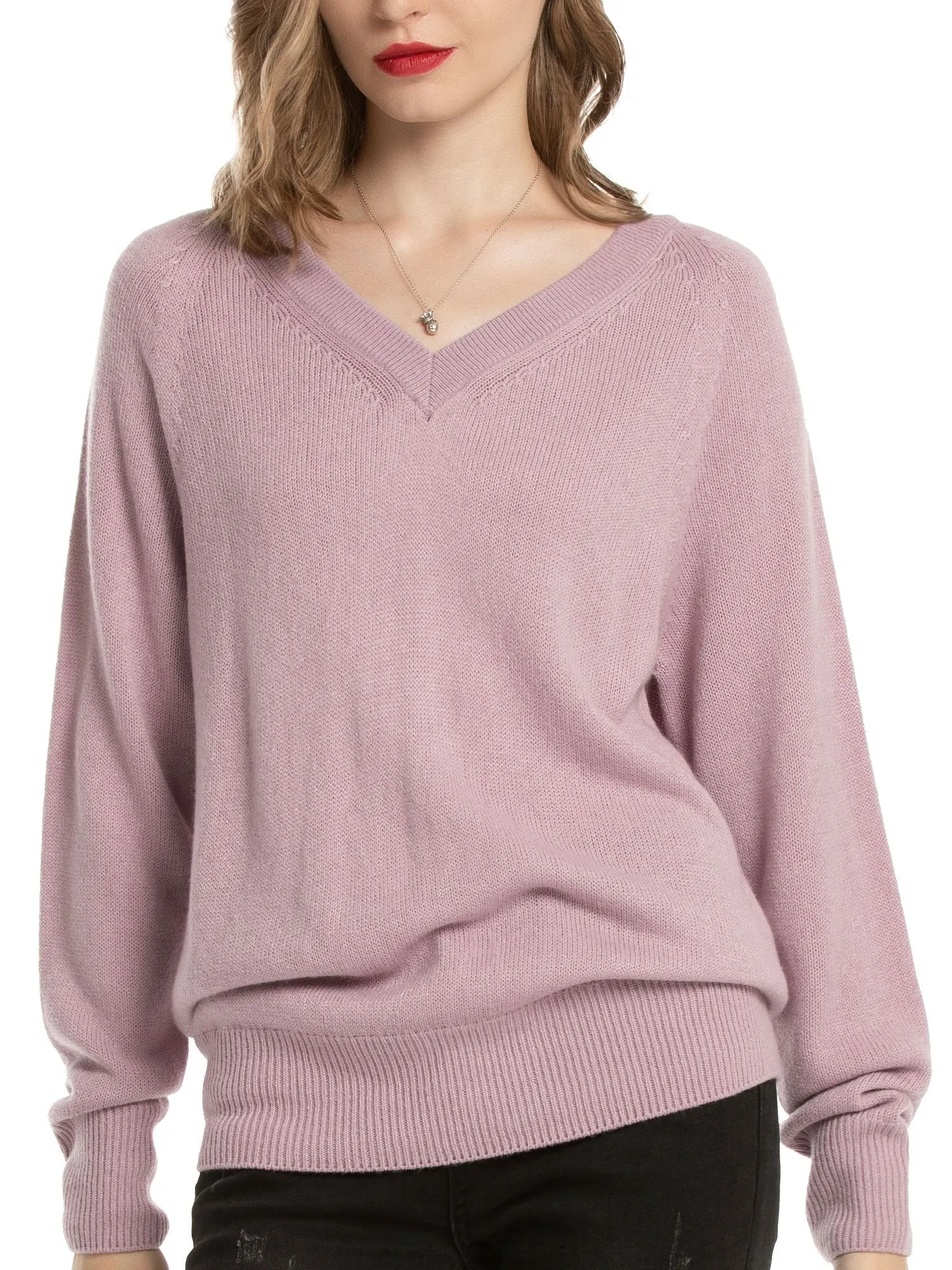Woolen Bloom V Neck Lightweight Long Sleeve Knit Sweater