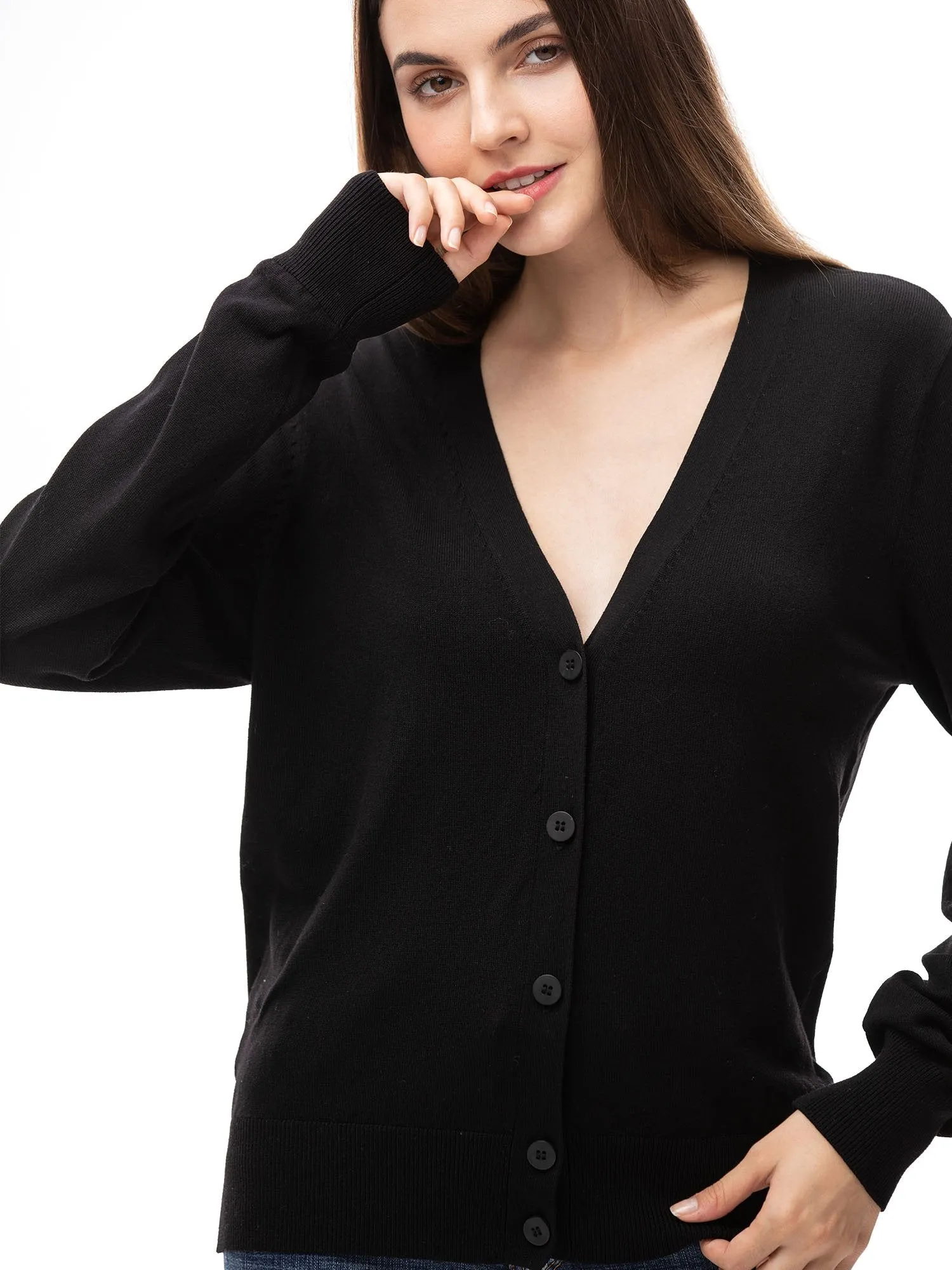 Woolen Bloom Women's V Neck Button Down Cardigan Sweaters Knit