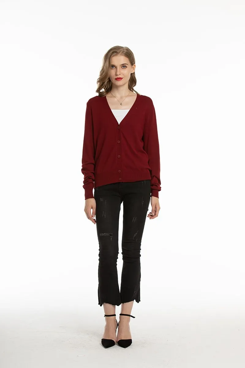 Woolen Bloom Women's V Neck Button Down Cardigan Sweaters Knit