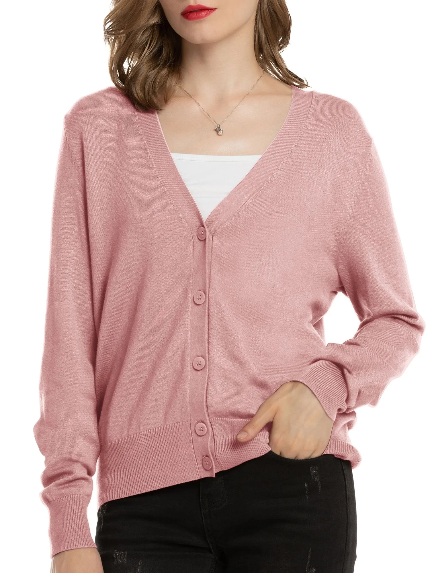 Woolen Bloom Women's V Neck Button Down Cardigan Sweaters Knit