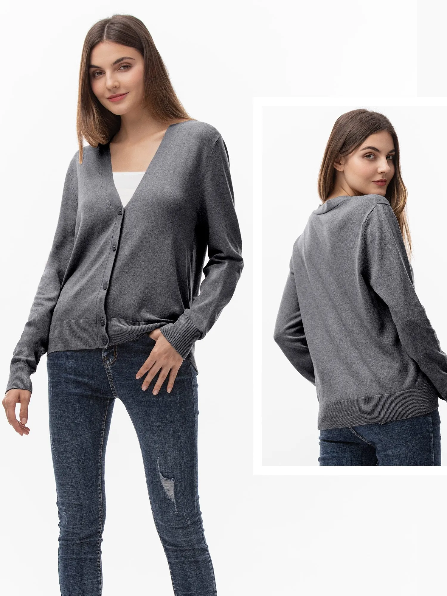 Woolen Bloom Women's V Neck Button Down Cardigan Sweaters Knit