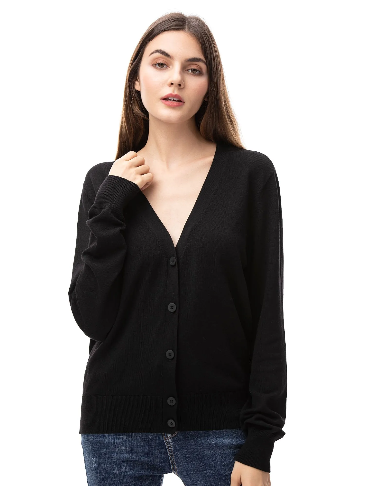 Woolen Bloom Women's V Neck Button Down Cardigan Sweaters Knit