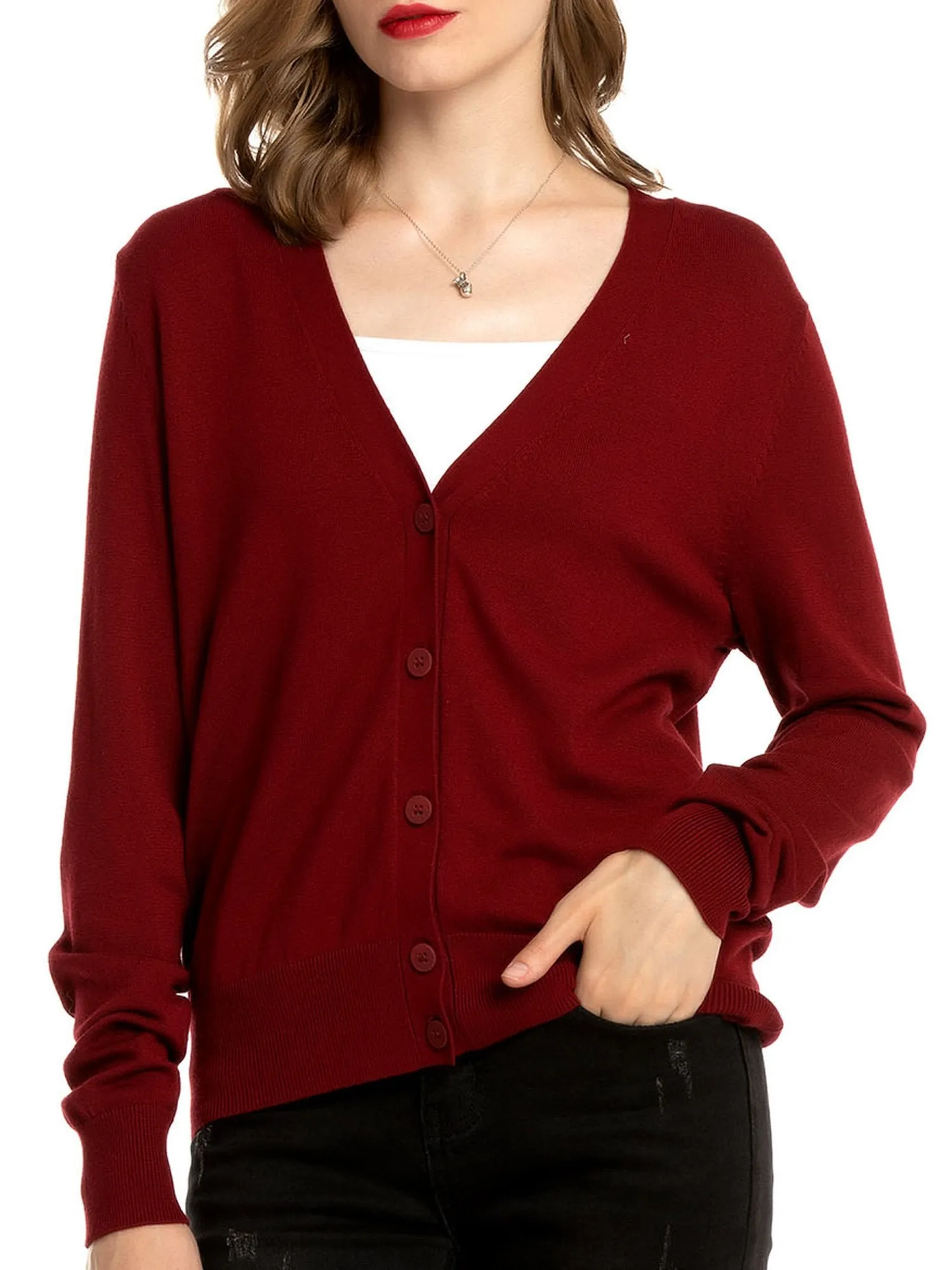 Woolen Bloom Women's V Neck Button Down Cardigan Sweaters Knit