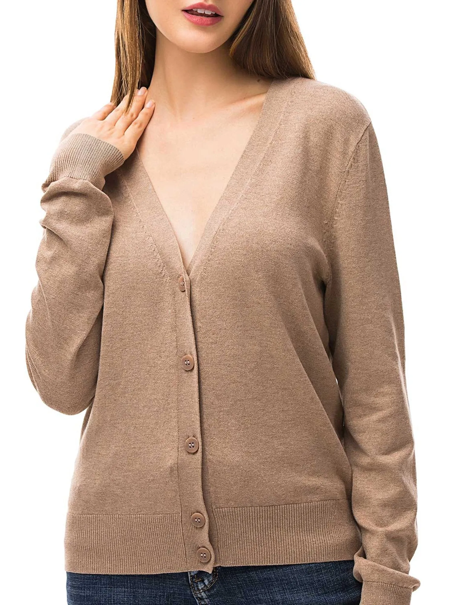 Woolen Bloom Women's V Neck Button Down Cardigan Sweaters Knit