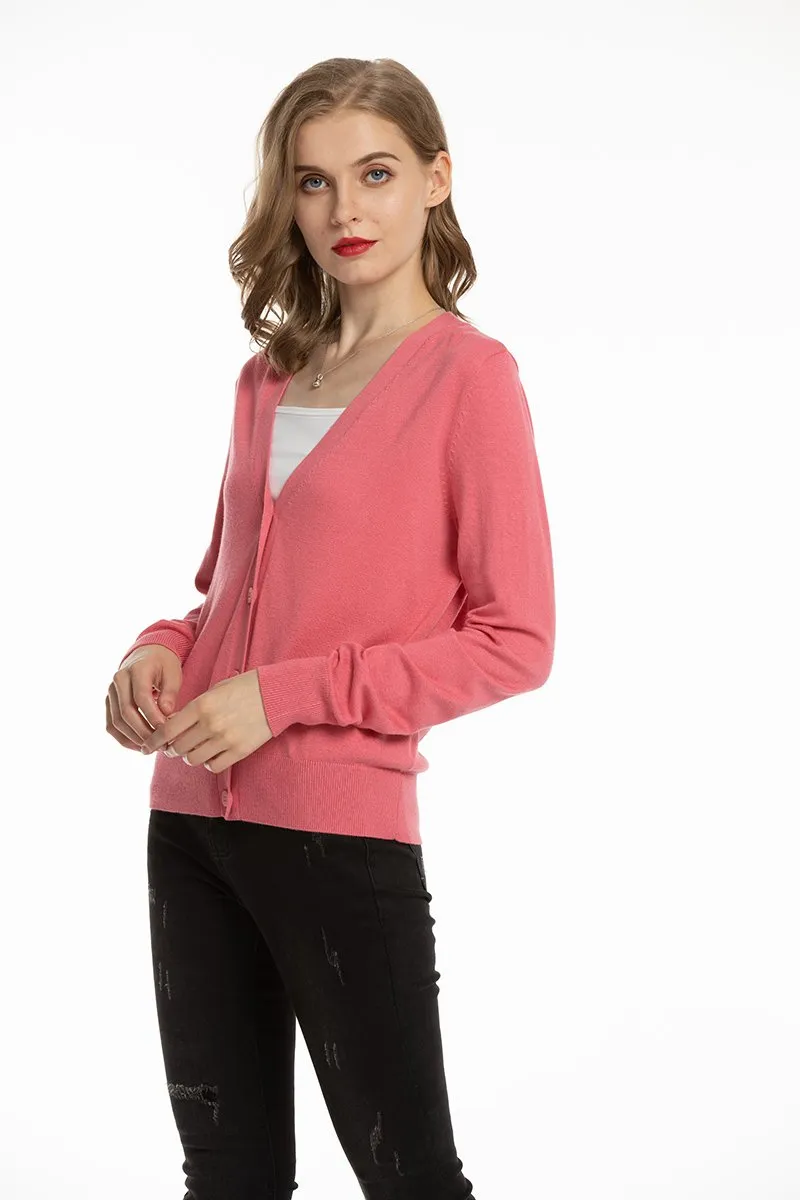 Woolen Bloom Women's V Neck Button Down Cardigan Sweaters Knit