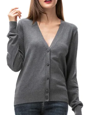 Woolen Bloom Women's V Neck Button Down Cardigan Sweaters Knit