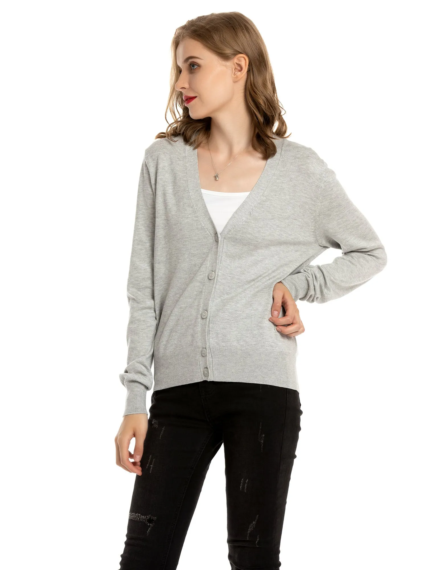 Woolen Bloom Women's V Neck Button Down Cardigan Sweaters Knit