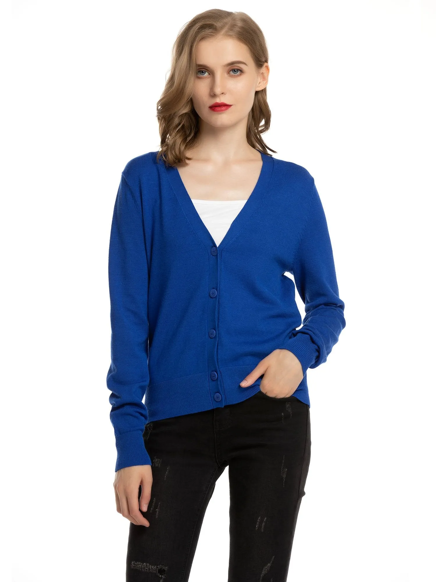 Woolen Bloom Women's V Neck Button Down Cardigan Sweaters Knit