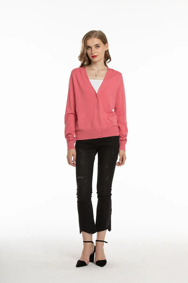 Woolen Bloom Women's V Neck Button Down Cardigan Sweaters Knit