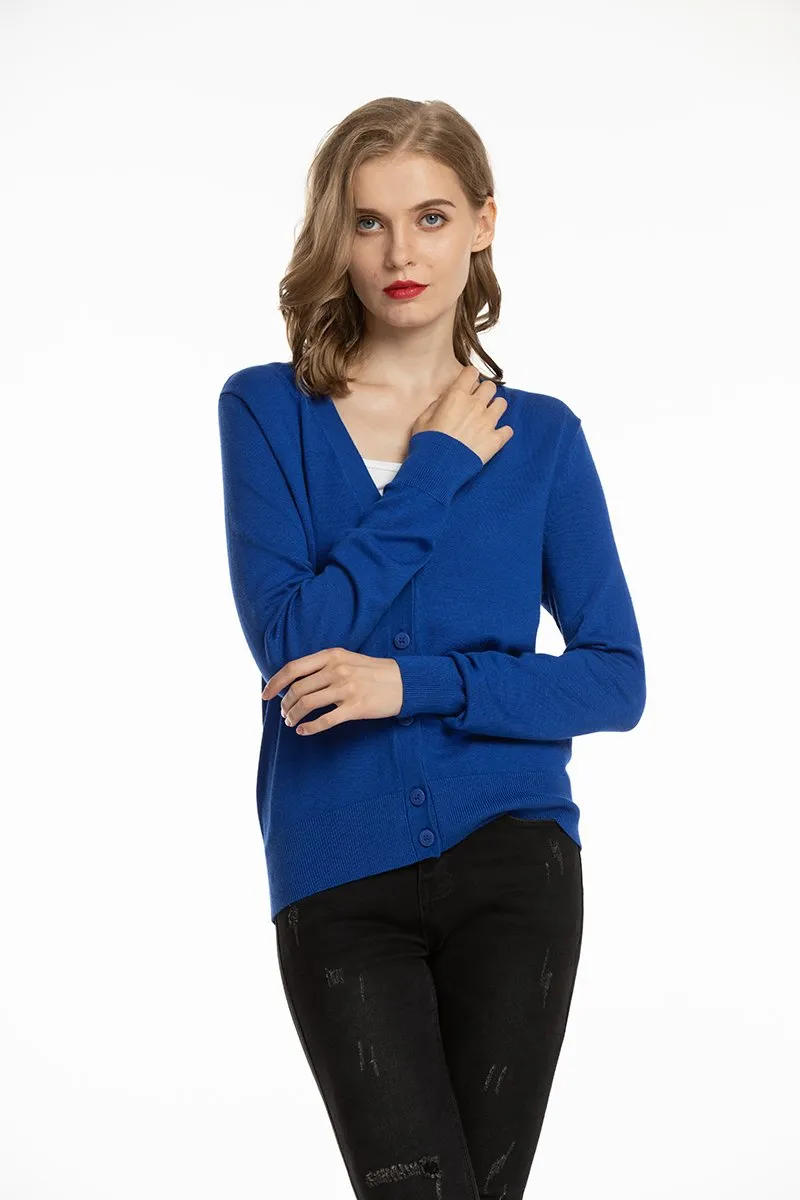 Woolen Bloom Women's V Neck Button Down Cardigan Sweaters Knit