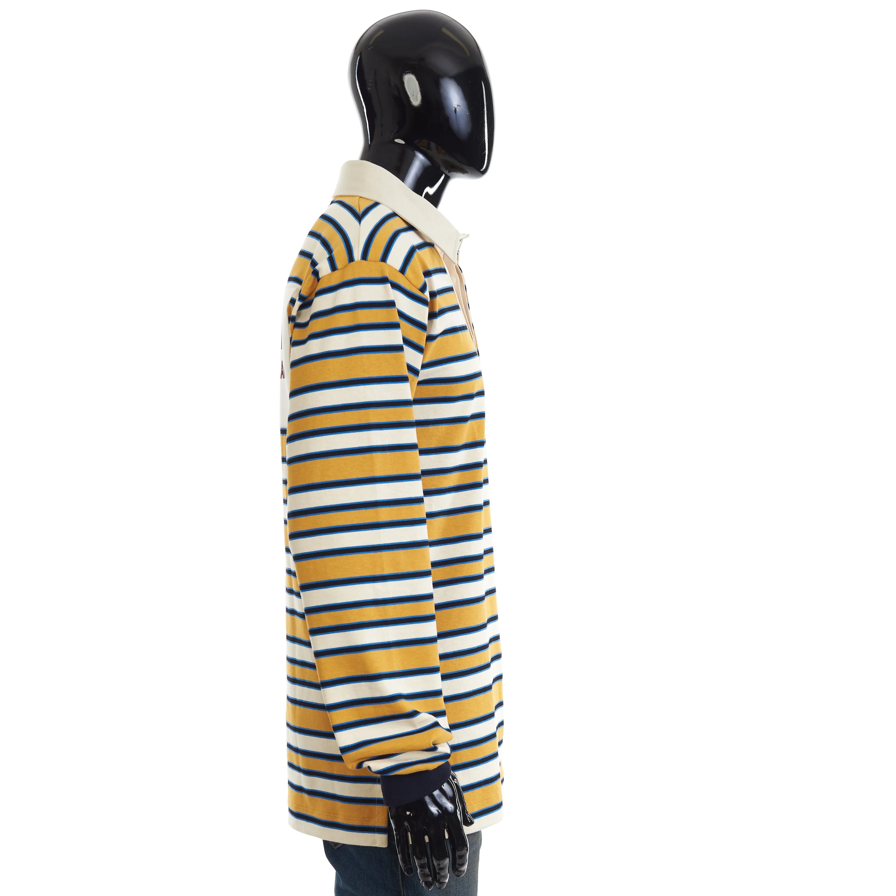 Yellow Striped Polo Shirt With Patch