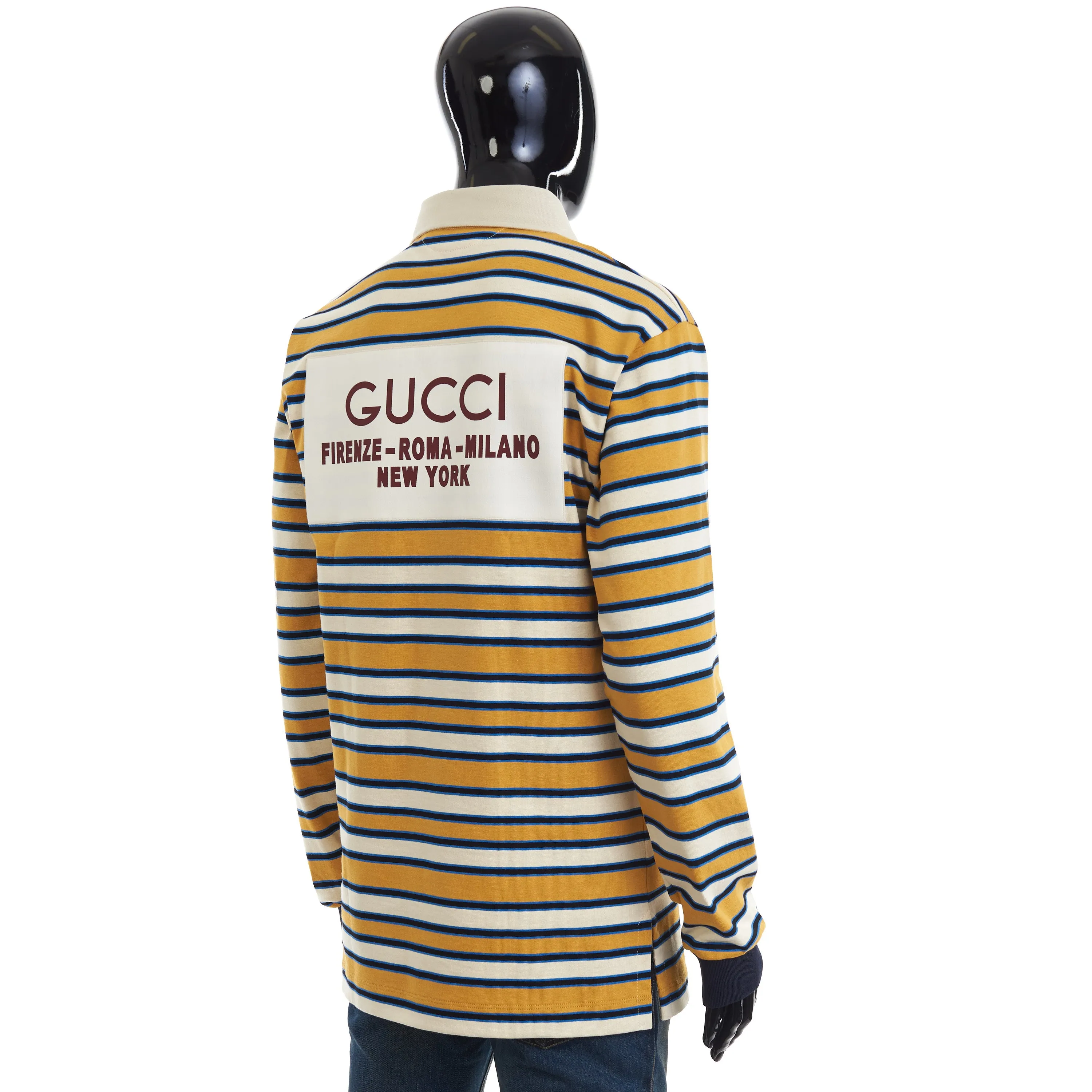Yellow Striped Polo Shirt With Patch
