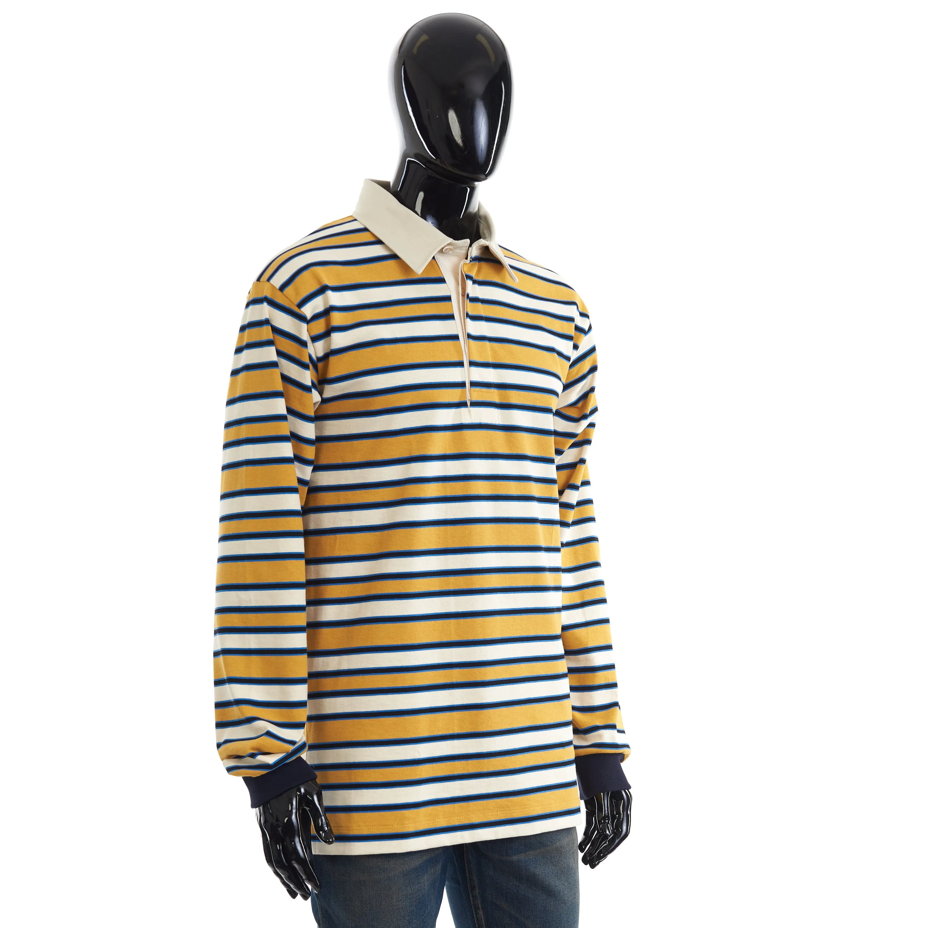 Yellow Striped Polo Shirt With Patch