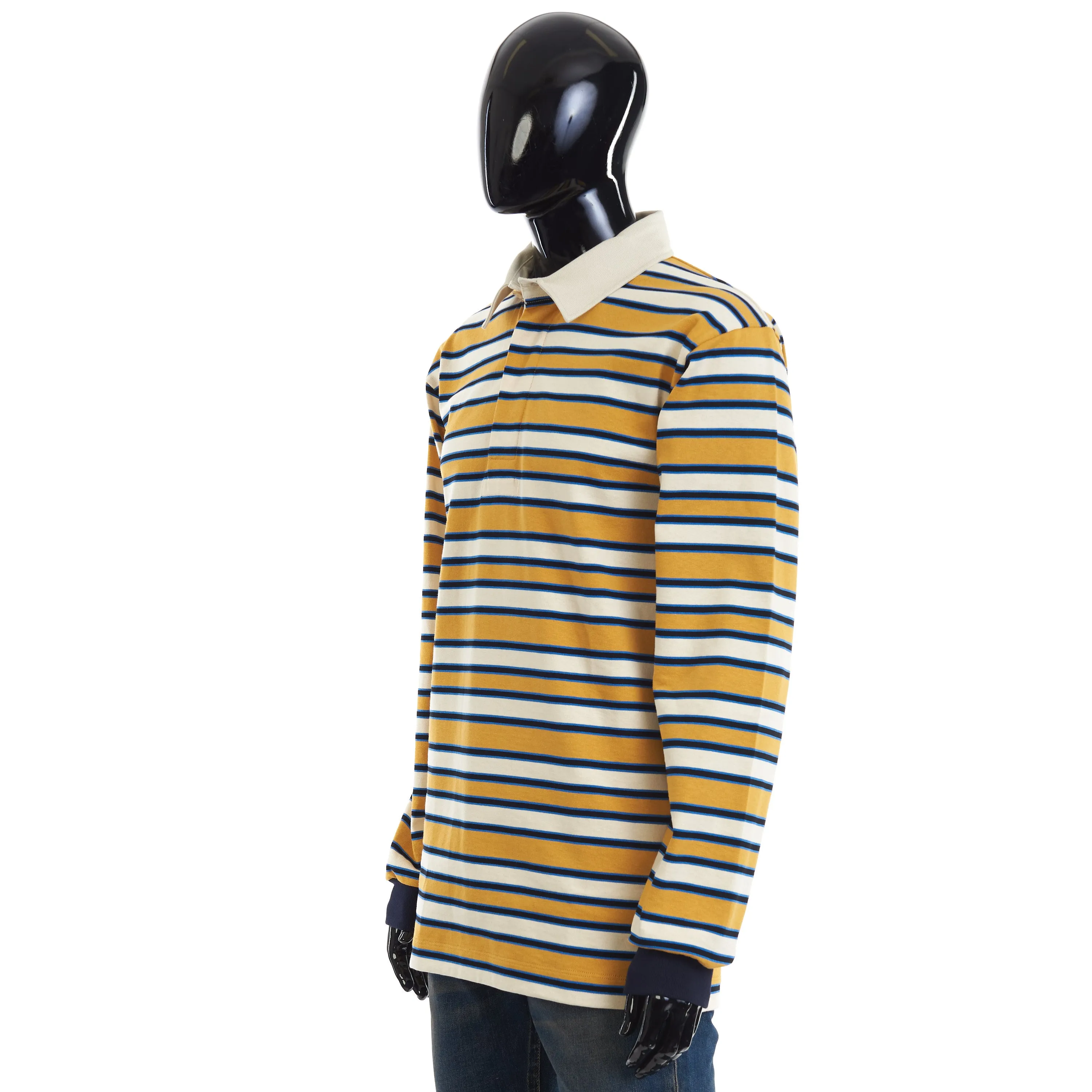 Yellow Striped Polo Shirt With Patch