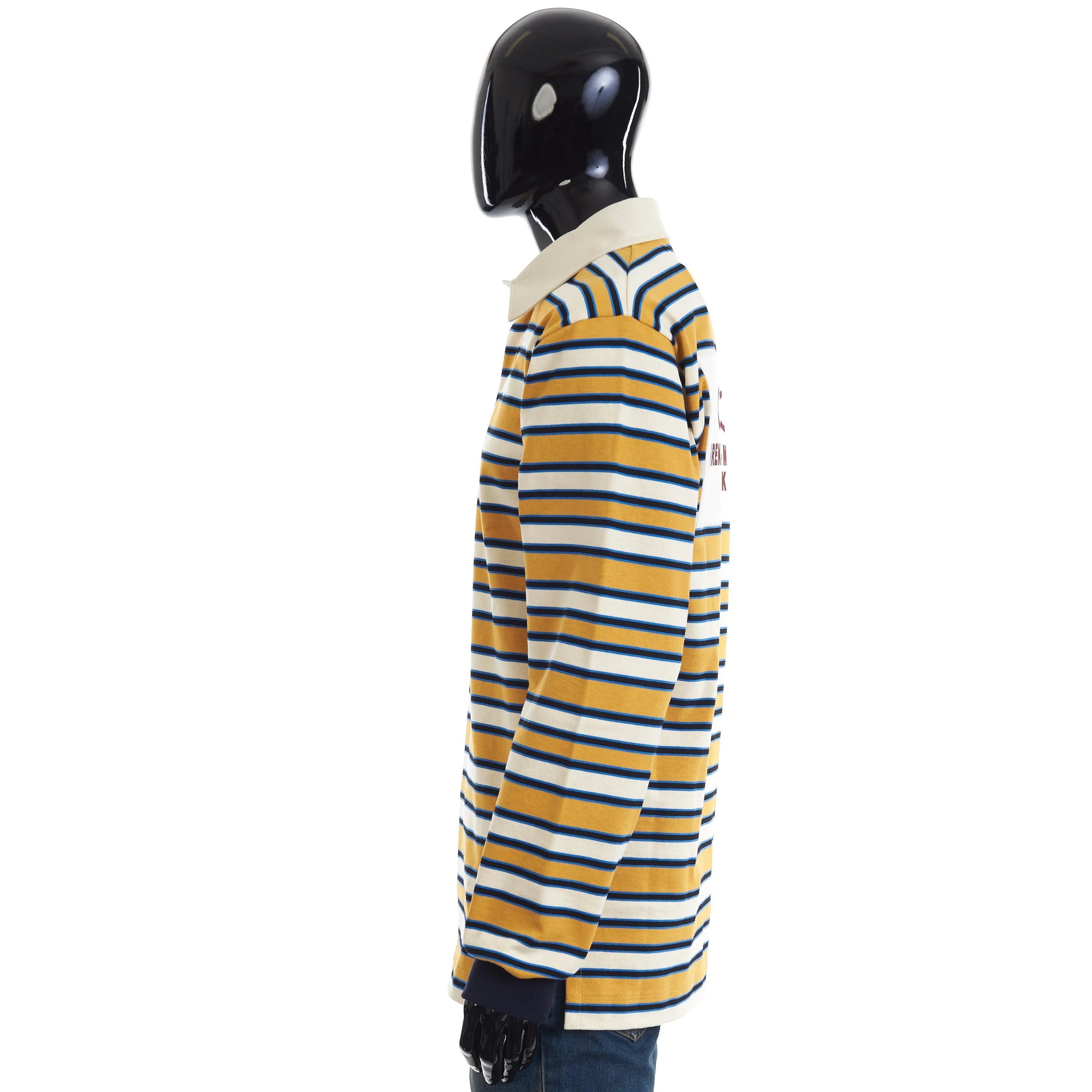 Yellow Striped Polo Shirt With Patch